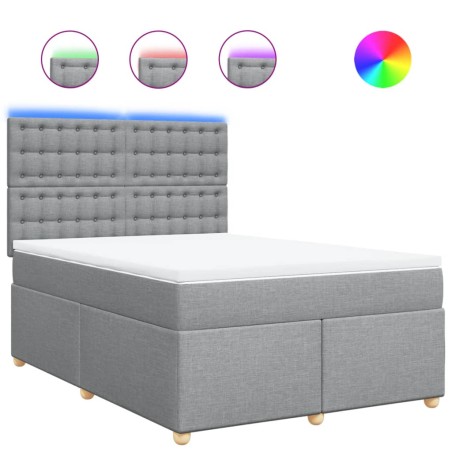 vidaXL Boxspringbett mit Matratze Hellgrau 140x200 cm Stoff