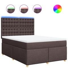 vidaXL Boxspringbett mit Matratze Dunkelbraun 140x200 cm Stoff