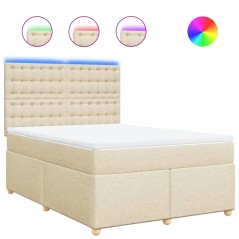 vidaXL Boxspringbett mit Matratze Creme 140x200 cm Stoff