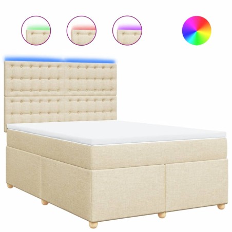 vidaXL Boxspringbett mit Matratze Creme 140x200 cm Stoff