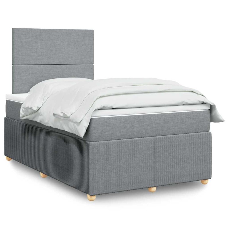 vidaXL Boxspringbett mit Matratze Hellgrau 120x200 cm Stoff vidaXL Boxspringbett mit Matratze Hellgrau 120x200 cm Stoff