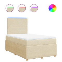 vidaXL Boxspringbett mit Matratze Creme 120x200 cm Stoff