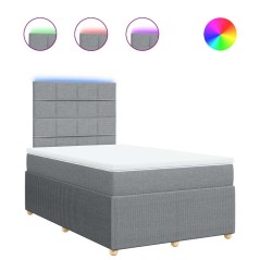 vidaXL Boxspringbett mit Matratze Hellgrau 120x200 cm Stoff