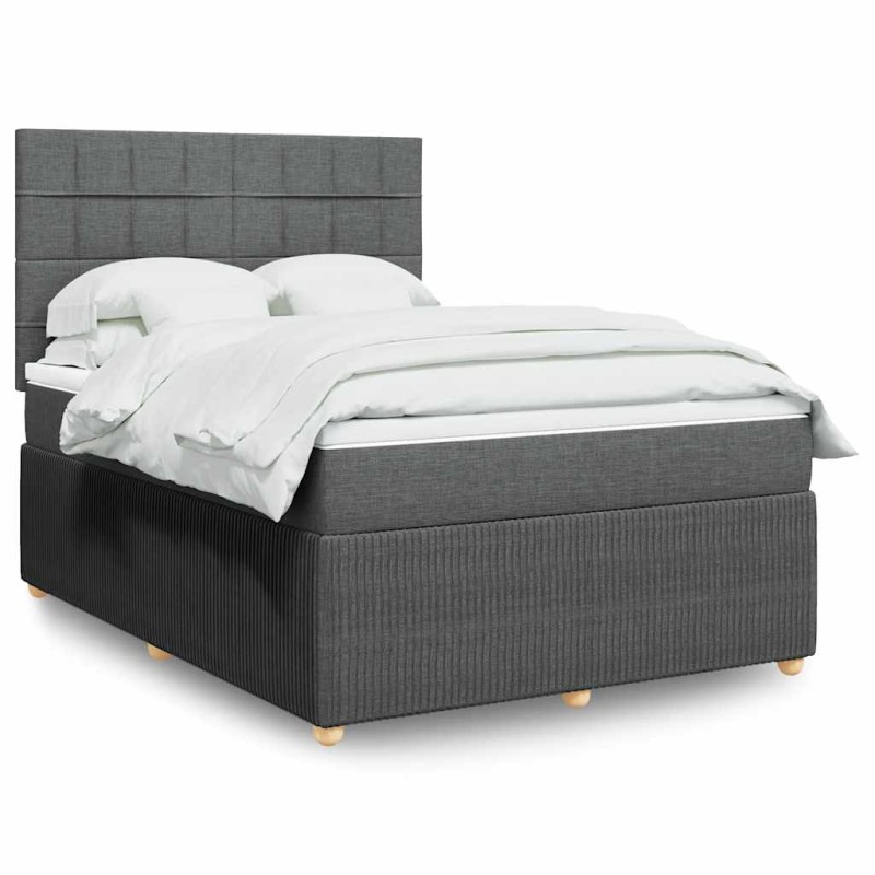 vidaXL Boxspringbett mit Matratze Dunkelgrau 140x200 cm Stoff vidaXL Boxspringbett mit Matratze Dunkelgrau 140x200 cm Stoff