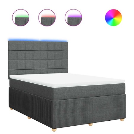 vidaXL Boxspringbett mit Matratze Dunkelgrau 140x200 cm Stoff