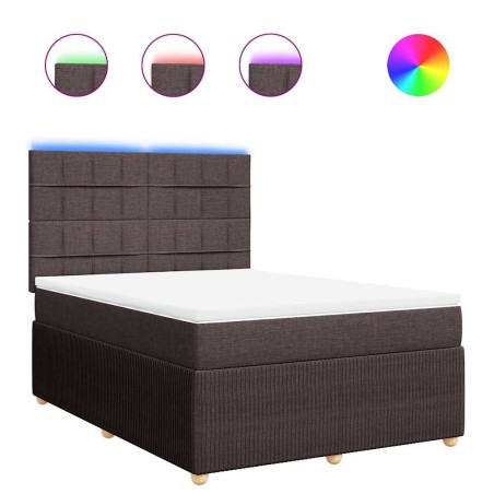 vidaXL Boxspringbett mit Matratze Dunkelbraun 140x200 cm Stoff