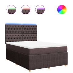 vidaXL Boxspringbett mit Matratze Dunkelbraun 140x200 cm Stoff