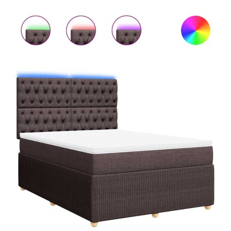 vidaXL Boxspringbett mit Matratze Dunkelbraun 140x200 cm Stoff