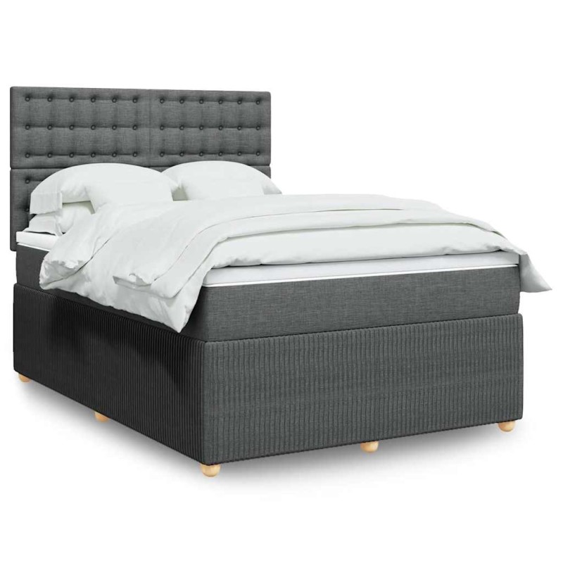 vidaXL Boxspringbett mit Matratze Dunkelgrau 140x200 cm Stoff vidaXL Boxspringbett mit Matratze Dunkelgrau 140x200 cm Stoff