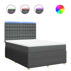 vidaXL Boxspringbett mit Matratze Dunkelgrau 140x200 cm Stoff