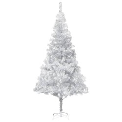 Künstlicher Weihnachtsbaum mit LEDs & Kugeln Silbern 240 cm PET