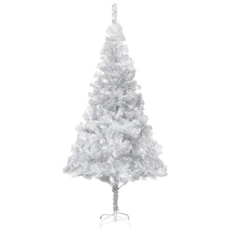 Künstlicher Weihnachtsbaum mit LEDs & Kugeln Silbern 240 cm PET