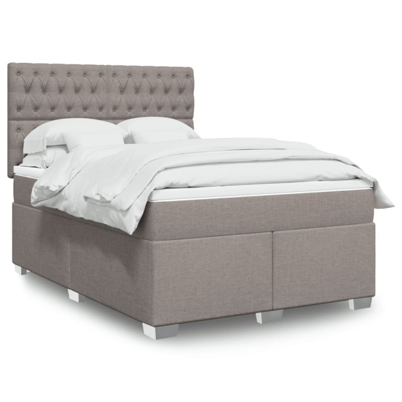 vidaXL Boxspringbett mit Matratze Taupe 140x190 cm Stoff vidaXL Boxspringbett mit Matratze Taupe 140x190 cm Stoff
