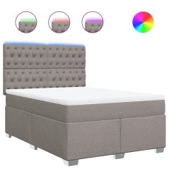 vidaXL Boxspringbett mit Matratze Taupe 140x190 cm Stoff