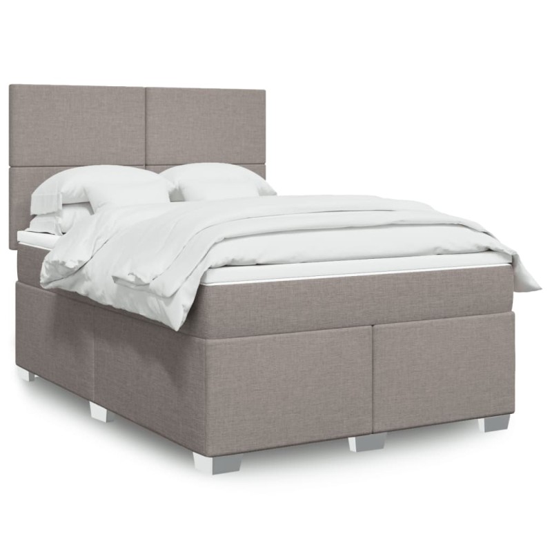 vidaXL Boxspringbett mit Matratze Taupe 140x190 cm Stoff vidaXL Boxspringbett mit Matratze Taupe 140x190 cm Stoff