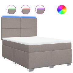 vidaXL Boxspringbett mit Matratze Taupe 140x190 cm Stoff