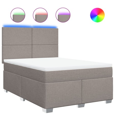 vidaXL Boxspringbett mit Matratze Taupe 140x190 cm Stoff