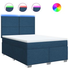 vidaXL Boxspringbett mit Matratze Blau 140x190 cm Stoff