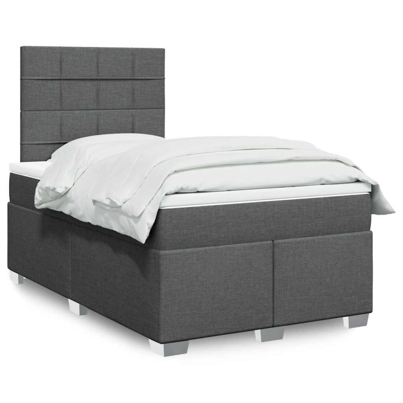 vidaXL Boxspringbett mit Matratze Dunkelgrau 120x200 cm Stoff vidaXL Boxspringbett mit Matratze Dunkelgrau 120x200 cm Stoff