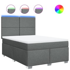 vidaXL Boxspringbett mit Matratze Dunkelgrau 140x190 cm Stoff