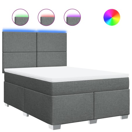 vidaXL Boxspringbett mit Matratze Dunkelgrau 140x190 cm Stoff