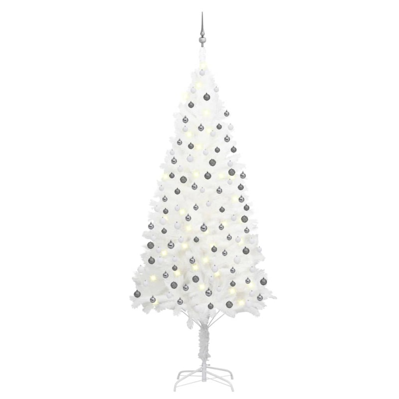 Künstlicher Weihnachtsbaum mit LEDs & Kugeln Weiß 240 cm Künstlicher Weihnachtsbaum mit LEDs & Kugeln Weiß 240 cm