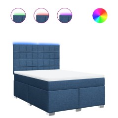 vidaXL Boxspringbett mit Matratze Blau 140x190 cm Stoff