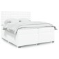 vidaXL Boxspringbett mit Matratze Weiß 200x200 cm Kunstleder vidaXL Boxspringbett mit Matratze Weiß 200x200 cm Kunstleder