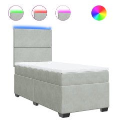 vidaXL Boxspringbett mit Matratze Hellgrau 90x190 cm Samt