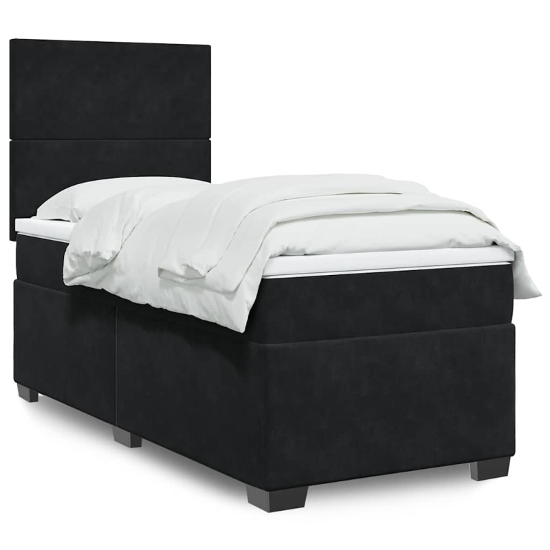 vidaXL Boxspringbett mit Matratze Schwarz 90x190 cm Samt vidaXL Boxspringbett mit Matratze Schwarz 90x190 cm Samt