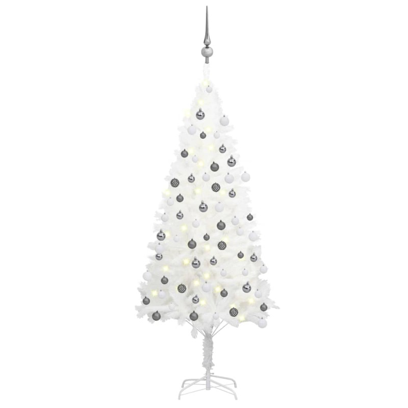 vidaXL Künstlicher Weihnachtsbaum mit Beleuchtung & Kugeln Weiß 120 cm vidaXL Künstlicher Weihnachtsbaum mit Beleuchtung & Kugeln Weiß 120 cm