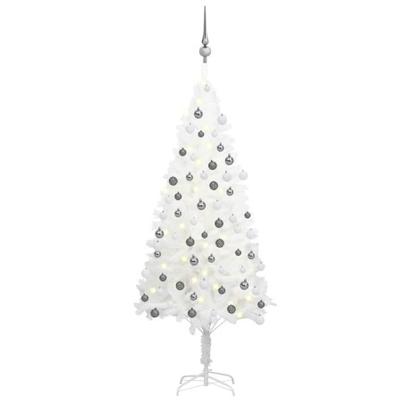 vidaXL Künstlicher Weihnachtsbaum mit Beleuchtung & Kugeln Weiß 120 cm