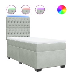 vidaXL Boxspringbett mit Matratze Hellgrau 80x200 cm Samt