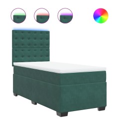 vidaXL Boxspringbett mit Matratze Dunkelgrün 80x200 cm Samt
