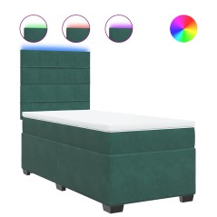 vidaXL Boxspringbett mit Matratze Dunkelgrün 90x190 cm Samt