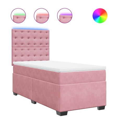 vidaXL Boxspringbett mit Matratze Rosa 100x200 cm Samt