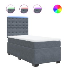 vidaXL Boxspringbett mit Matratze Dunkelgrau 80x200 cm Samt