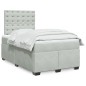 vidaXL Boxspringbett mit Matratze Hellgrau 120x190 cm Samt vidaXL Boxspringbett mit Matratze Hellgrau 120x190 cm Samt