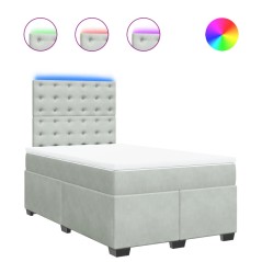 vidaXL Boxspringbett mit Matratze Hellgrau 120x190 cm Samt