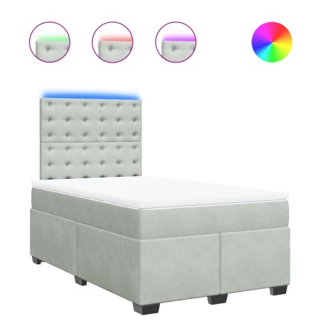 vidaXL Boxspringbett mit Matratze Hellgrau 120x190 cm Samt