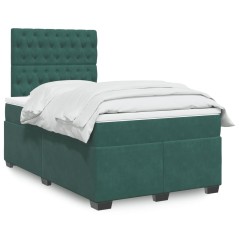 vidaXL Boxspringbett mit Matratze Dunkelgrün 120x200 cm Samt