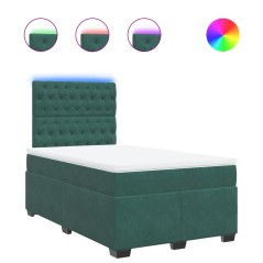 vidaXL Boxspringbett mit Matratze Dunkelgrün 120x200 cm Samt