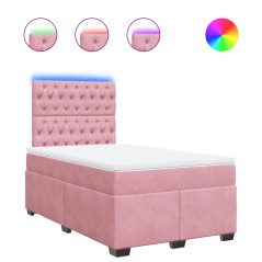 vidaXL Boxspringbett mit Matratze Rosa 120x200 cm Samt