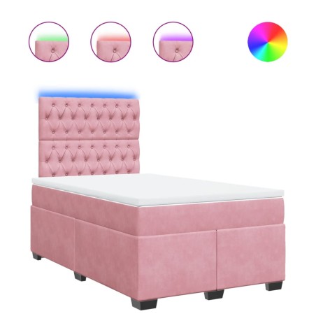 vidaXL Boxspringbett mit Matratze Rosa 120x200 cm Samt