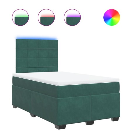vidaXL Boxspringbett mit Matratze Dunkelgrün 120x200 cm Samt