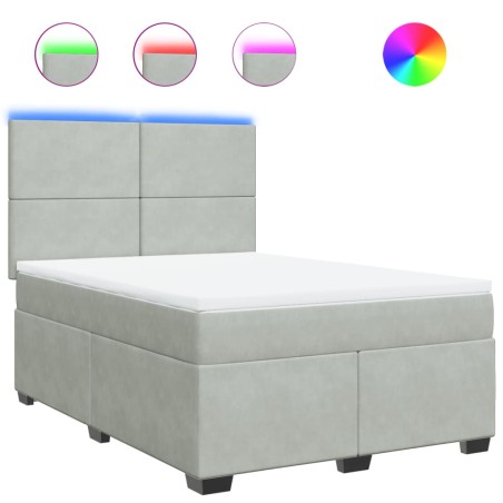 vidaXL Boxspringbett mit Matratze Hellgrau 160x200 cm Samt