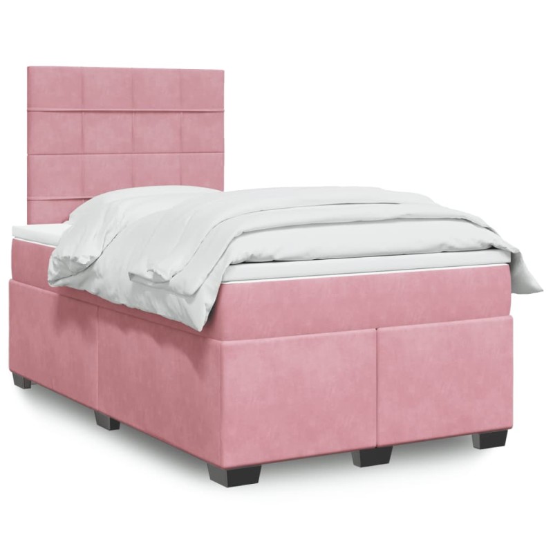 vidaXL Boxspringbett mit Matratze Rosa 120x200 cm Samt vidaXL Boxspringbett mit Matratze Rosa 120x200 cm Samt