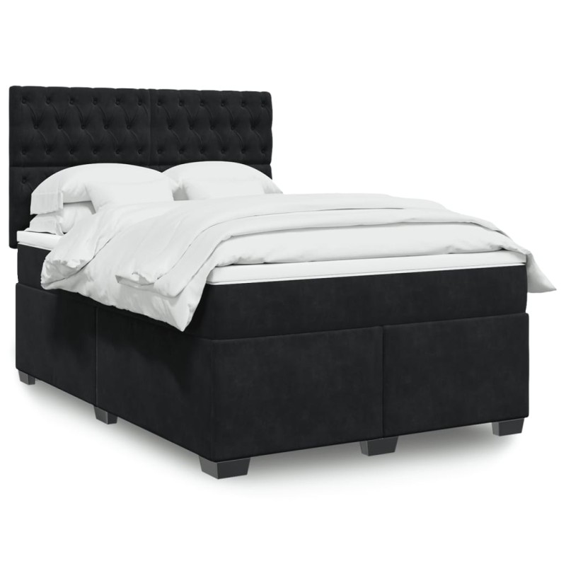 vidaXL Boxspringbett mit Matratze Schwarz 160x200 cm Samt vidaXL Boxspringbett mit Matratze Schwarz 160x200 cm Samt