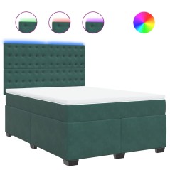 vidaXL Boxspringbett mit Matratze Dunkelgrün 160x200 cm Samt