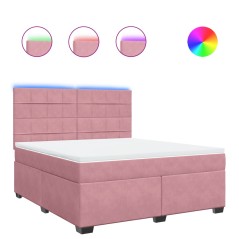 vidaXL Boxspringbett mit Matratze Rosa 180x200 cm Samt